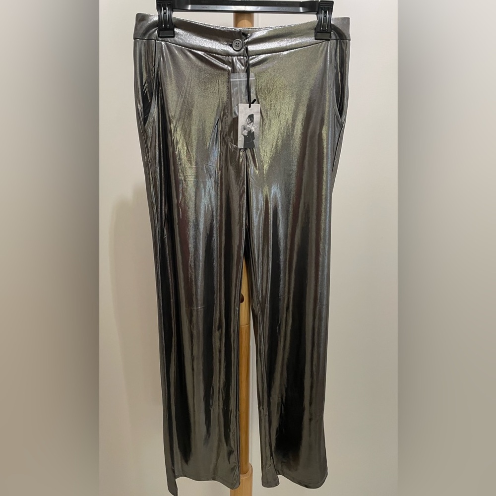 NWT Sincerely Jules Shiny Metallic Pants Size Medium.